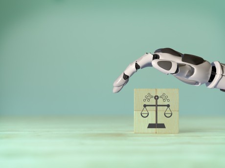 AI ethics or AI Law concept. Developing AI codes of ethics. Compliance, regulation, standard , business policy and responsibility for guarding against unintended bias in machine learning algorithms. 