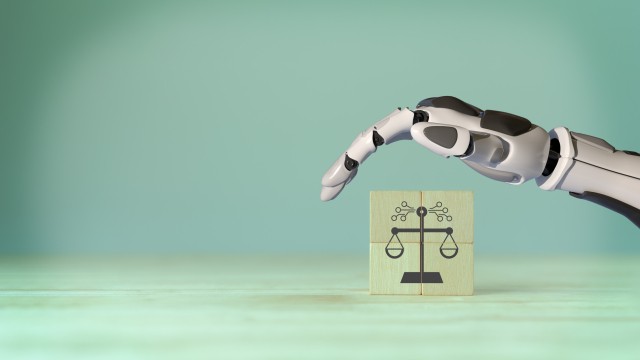 AI ethics or AI Law concept. Developing AI codes of ethics. Compliance, regulation, standard , business policy and responsibility for guarding against unintended bias in machine learning algorithms. 